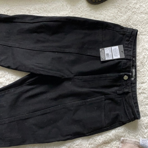 Black straight leg jeans with front seam detail. - Picture 2 of 6